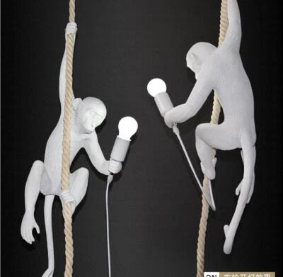  Lámpara colgante de techo mono loft vintage resina cáñamo cuerda mono luz colgante  Foto 1 de 4