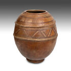STORAGE VESSEL INCISED PAINTED TERRACOTTA NUPE NIGERIA WEST AFRICA LATE 19TH C.