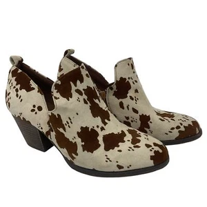Pierre Dumas Beige Tan Spotted Calf Hair Western Booties Size 10 Leather Womens - Picture 1 of 7