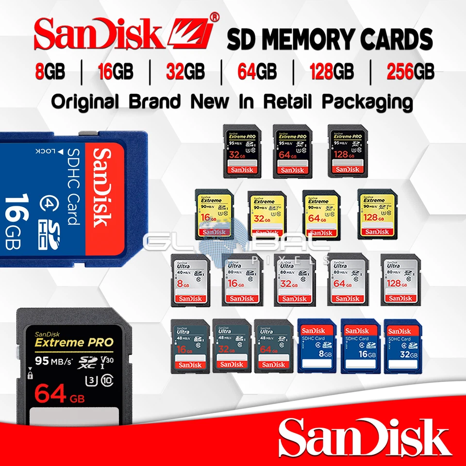 Tarjeta de memoria SanDisk SD 2/4/8/16/32/64/128/256 GB Extreme Pro lote ultra ORIGINAL Foto 1 de 1