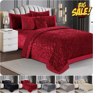 3-teiliges Samt Gesteppt Tagesdecke Überwurf Luxus Bettwäsche Set Double King Super King* - Bild 1 von 11