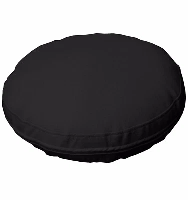 pb301r Black Round Faux Leather Soft Thick Mattresses Cushion Cover Custom Size - Image 1 of 4