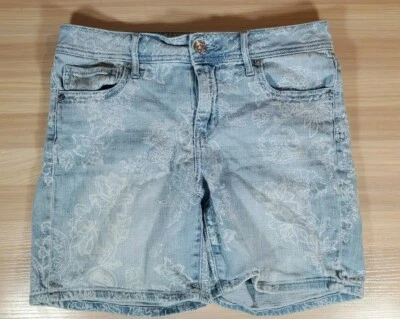 Pantalones cortos de mezclilla para mujer SEVEN7 talla 6 azul jean estampado floral cintura de 30" Foto 1 de 4