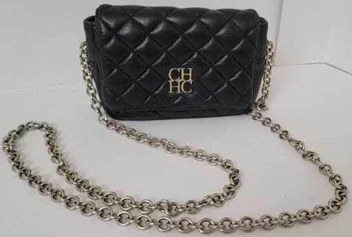 Carolina Herrera Quilted Black Small Crossbody Handbag - Image 1 of 4