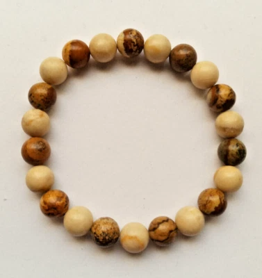 NUEVO BRAZALETE DE JASPE CON IMAGEN DE 8 MM, JASPE FÓSIL, COMPRA CUALQUIERA DE LOS 2 OBTÉN EL TERCERO GRATIS Foto 1 de 3