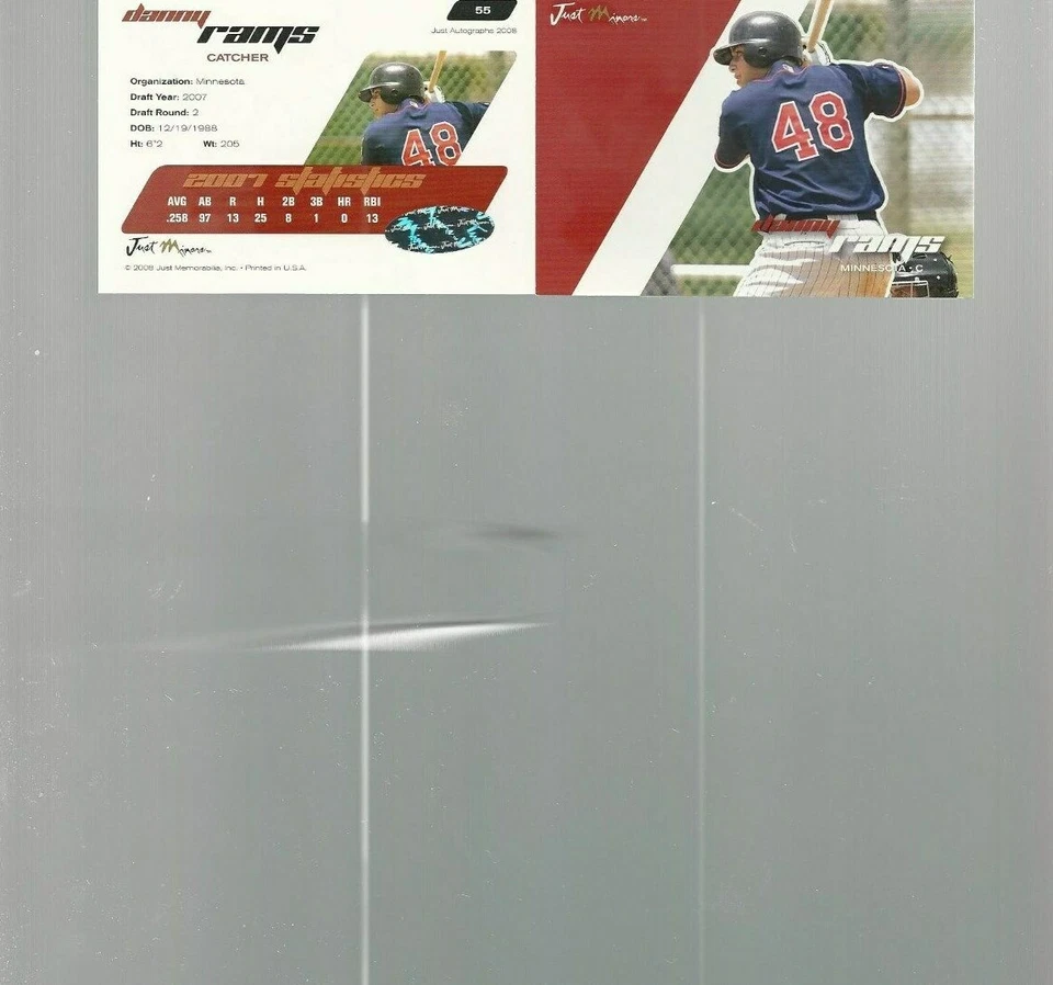 RARE 2008 JUST AUTOGRAPHS GLOSSY 1 OF 1 DANNY RAMS#55 #1/1(NR. MINT/+) - Image 1 of 1