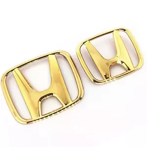 2pcs Honda Civic FC FK Sedan Sport LX EX 2016-2021 GOLD Front & Rear Logo Emblem - Picture 1 of 5