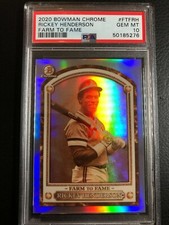 🔥 2020 Bowman Chrome Farm to Fame Rickey Henderson Athletics HOF PSA 10 POP 1 