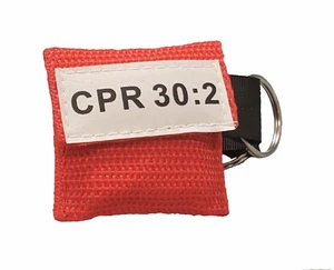 100 Red CPR Mask Keychain with Gloves - CPR 30:2 Face Shield - Picture 1 of 4