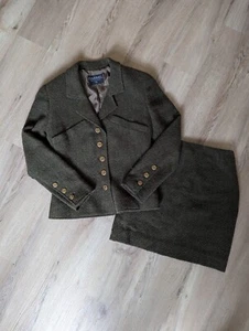 CHANEL Fall 1994 Military Green Tweed Jacket And Skirt Set With CC Buttons - Picture 1 of 14
