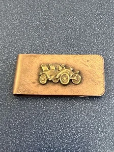 Vintage Antique Car Gold Tone Money Clip Wallet Credit Card Cash ID Holder - Picture 1 of 12