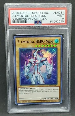 Yugioh PSA 9 MINT Elemental Hero Neos SHVA-EN031 1st Edition Super Rare 2018 - Image 1 of 2