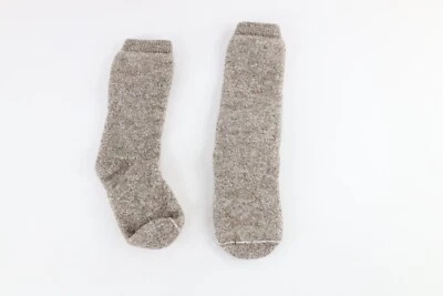Vintage 70s Streetwear Womens Large Chunky Wool Knit Hiking Boot Socks Beige — 第 1/4 张图片