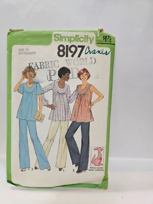 Simplicity 8197 Size 12 Maternity Top, Pants & Stuffed Toy Cut Complete 1977 - Image 1 of 2