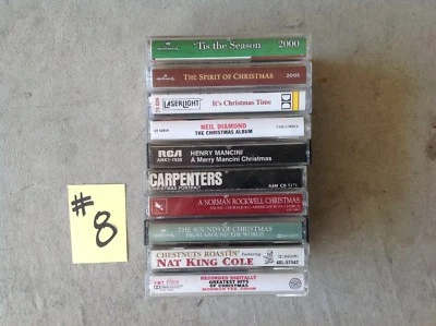 10 Christmas Music Cassette Tapes - Carpenters -NormanRockwell -NeilDiamond etc - Image 1 of 3