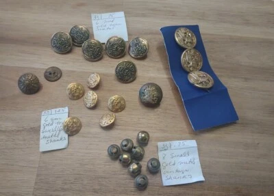 Vtg Buttons Military ?  Waterbury ? +  Gold Metal Mixed Lot - Image 1 of 4