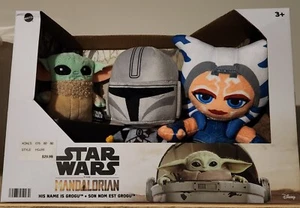 Mattel Star Wars Mandalorian Sein Name ist Grogu 8 Zoll Plüsch Grogu & Ahsoka Tano 3er-Packung - Bild 1 von 2