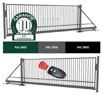 Schiebetor freitragend Hoftor Einfahrtstor elektr Antrieb Meißen PREMIUM 4m 4,5m - Bild 1 von 4