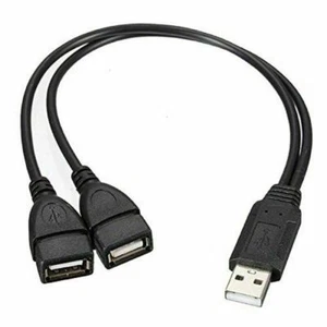 USB 2.0 A Male To 2 Dual USB Female Jack Y Splitter Hub Power Cord Adapter Cable - Picture 1 of 12