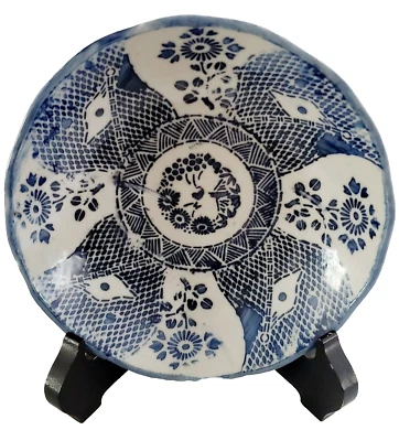 ANTIGUO PLATO TAZÓN FESTONEADO JAPONÉS AZUL Y BLANCO KO IMARI Foto 1 de 4