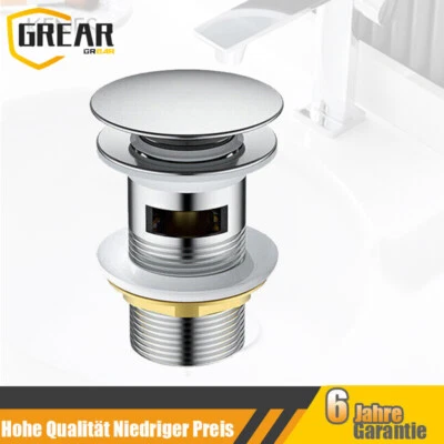 Universal Ablaufgarnitur Push-Open Ablaufventil für Waschbecken Waschtisch DE - Bild 1 von 4