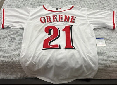 HUNTER GREENE Signed Autographed Cincinnati Reds Home White Jersey PSA Certified - Image 1 of 3
