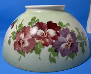 Antique Milk Glass 14" Fit Dome Floral Green Red Hanging Library Oil Lamp Shade - Picture 1 of 22