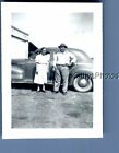 Found B&W Photo K_1624 Man And Woman Posed On Side Of Old Car