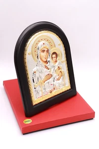 12.4" Mary Of Jerusalem Silver 950 Icon Land Orthodox Byzantine Gold Church Wood - Bild 1 von 11