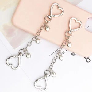 Y2K Style Double Headed Heart Lobster Keychain Metal Safety Clasp Chain Extender - Picture 1 of 7