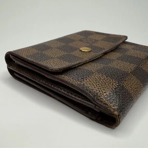 Louis Vuitton Damier Ebene Brown Monogram Canvas Trifold Wallet w/ Coin Pouch - Picture 1 of 8