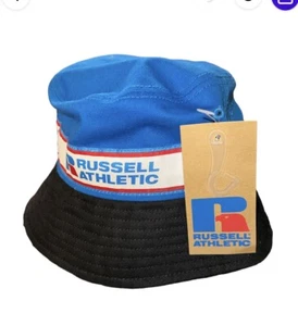 Russell Athletic Bucket Hat Red White Blue & Black Color Block Spell Out - NWT - Picture 1 of 2