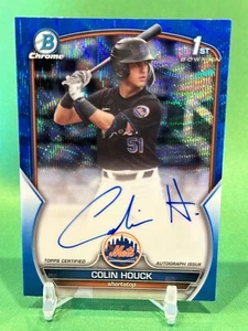 2023 Bowman Draft COLIN HOUCK Chrome Blue Wave Refractor Auto /150 Mets - Picture 1 of 2