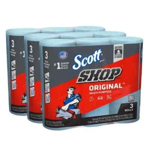 Scott Blue Shop Towel Cleaning Wipes 3-Pack Bundle of 3 Roll (FREE SHIPING) - Picture 1 of 8