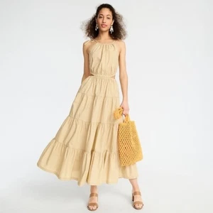 J Crew Harbour Kleid mit seitlichem Ausschnitt hellkhaki hellbraun 90er Jahre Y2K Übergröße 2X Einzelhandel 148 $ - Bild 1 von 5