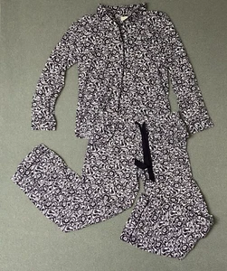 Nordstrom Lingerie floral Pajama Set purple small Loungewear 2 piece 100% cotton - Picture 1 of 9