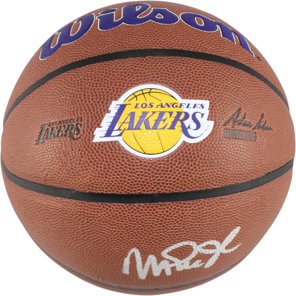 Magic Johnson Autographed Los Angeles Lakers Logo Basketball Beckett WIT 53083 - Image 1 of 4