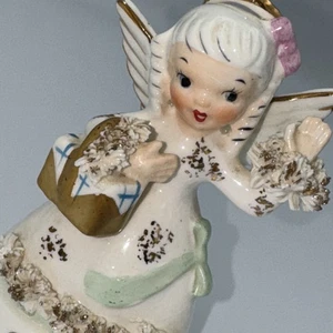 Vtg NAPCO August Angel Girl Figurine Birthday Month Spaghetti 4.25” Japan - Picture 1 of 7