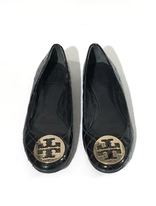 Bailarina plana de charol acolchada Quinn negra para mujer talla 8,5 TORY BURCH - Imagen 1 de 7