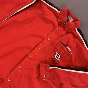 Dale Earnhardt Jr NASCAR Shirt Mens XL Red Button Down Long Sleeve 8 Embroidered - Picture 1 of 20