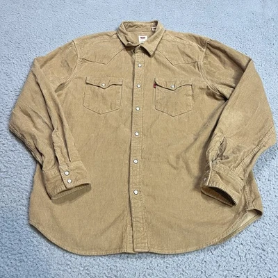 Levis Shirt Mens Large Brown Corduroy Pearl Snap Standard Heavy Work Overshirt - Image 1 of 4