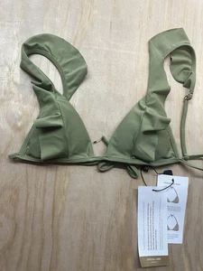 Vix Solid Chris Paral Triangle Bikini Top Women's Moss Green Small S String New - Picture 1 of 5