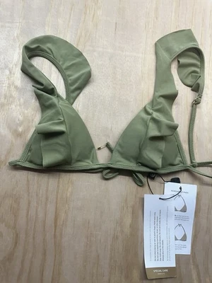 Vix Solid Chris Paral Triangle Bikini Top Women's Moss Green Small S String New - Image 1 of 4