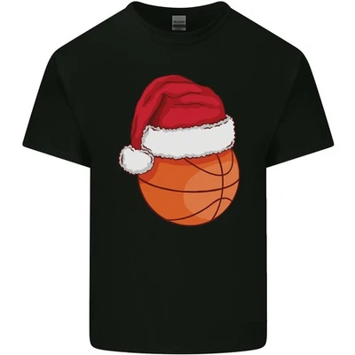 a Basketball Wearing a Christmas Hat Xmas Kids T-Shirt Childrens - Image 1 of 3