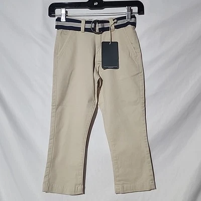 NUEVO Talla 5 - Pantalones Relajados Rectos Caqui con Cinturón Rayas Azules CHEROKEE Foto 1 de 4