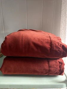 2 POTTERY BARN CURTAIN DRAPES VELVET BURNT ORANGE LINED 50"X84” - Picture 1 of 6