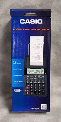 Casio HR-10RC Portable Printing Calculator Battery AC Adapter 12 Digit Display - Image 1 of 4