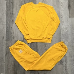 VTG 70s/80s Yellow Blank Sweat Suit Athletic Cotton Drawstring Sweatpants NWT - Picture 1 of 6