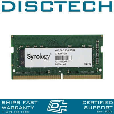 Synology D4ES02-4G 4GB DDR4-3200 PC4-25600 SODIMM Unbuffered ECC RAM for NAS - Image 1 of 2