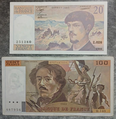 France 1990 20 , 50 Franc Banknote (2)  circulated - image 1 of 2